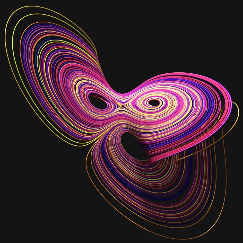 Lorenz attractor — continuous trajectories forming a butterfly-shaped strange loop